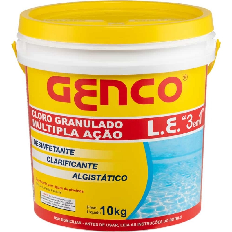 GENCO L.E. Cloro Granulado Mltipla Ao 3 em 1 10Kg